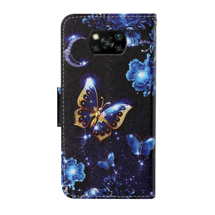 For Xiaomi Poco X3 NFC Colored Drawing Pattern Horizontal Flip Leather Case with Holder & Card Slots & Wallet & Lanyard(Moon Butterfly) - Xiaomi Cases by buy2fix | Online Shopping UK | buy2fix