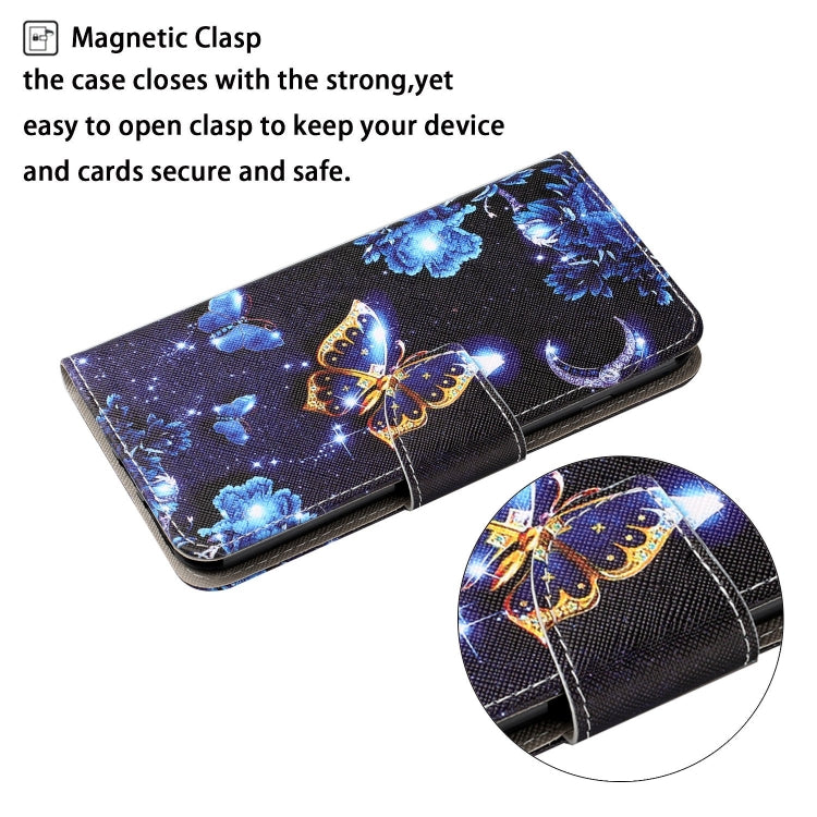 For Xiaomi Poco X3 NFC Colored Drawing Pattern Horizontal Flip Leather Case with Holder & Card Slots & Wallet & Lanyard(Moon Butterfly) - Xiaomi Cases by buy2fix | Online Shopping UK | buy2fix