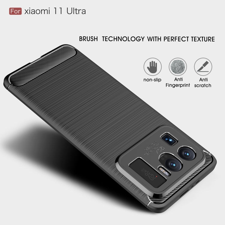 For Xiaomi Mi 11 Ultra Brushed Texture Carbon Fiber TPU Case(Red) - Xiaomi Cases by buy2fix | Online Shopping UK | buy2fix