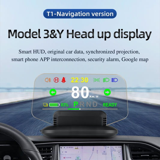 T1 5.1 inch Car HUD Head-up Display Overspeed Alarm / Remaining Battery Percentage Display for Tesla Model 3 / Y - Head Up Display System by buy2fix | Online Shopping UK | buy2fix