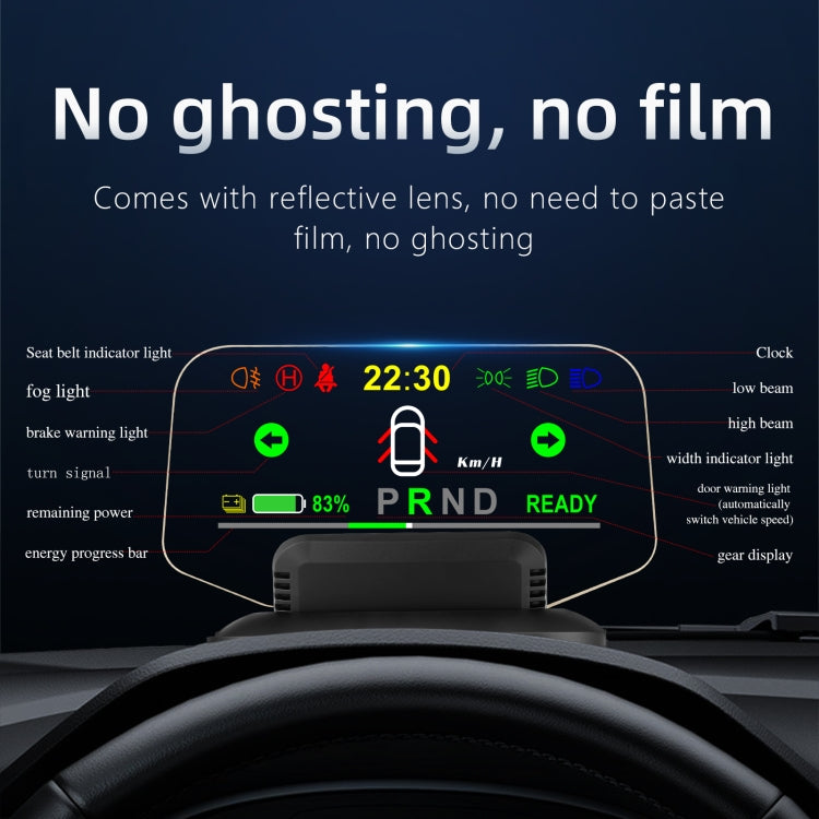 T1 5.1 inch Car HUD Head-up Display Overspeed Alarm / Remaining Battery Percentage Display for Tesla Model 3 / Y - In Car by buy2fix | Online Shopping UK | buy2fix