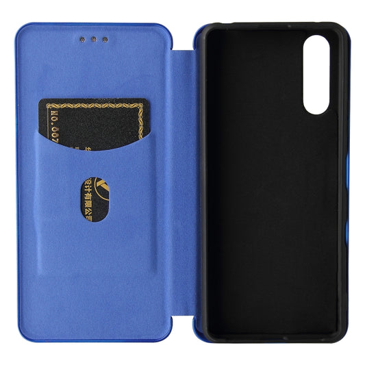 For Sony Xperia 10 III Carbon Fiber Texture Horizontal Flip TPU + PC + PU Leather Case with Card Slot(Blue) by buy2fix