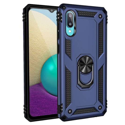 For Samsung Galaxy A02 / M02 Shockproof TPU + PC Protective Case with 360 Degree Rotating Holder(Blue) by buy2fix