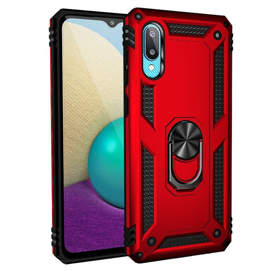 For Samsung Galaxy A02 / M02 Shockproof TPU + PC Protective Case with 360 Degree Rotating Holder(Red) by buy2fix