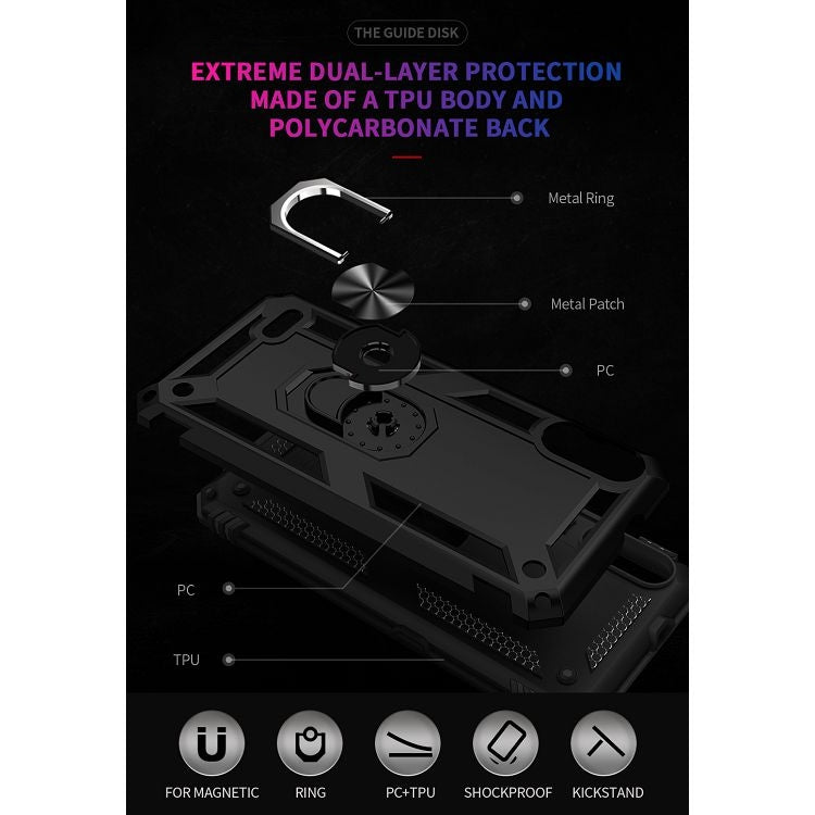 For LG K22 Shockproof TPU + PC Protective Case with 360 Degree Rotating Holder(Black) - LG Cases by buy2fix | Online Shopping UK | buy2fix