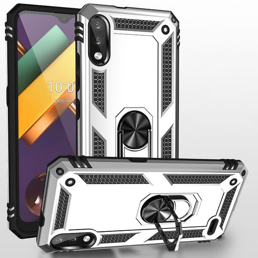 For LG K22 Shockproof TPU + PC Protective Case with 360 Degree Rotating Holder(Silver) - LG Cases by buy2fix | Online Shopping UK | buy2fix