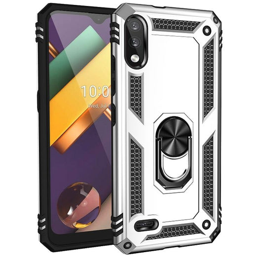 For LG K22 Shockproof TPU + PC Protective Case with 360 Degree Rotating Holder(Silver) - LG Cases by buy2fix | Online Shopping UK | buy2fix