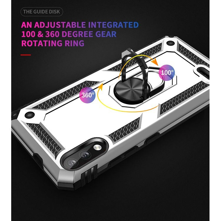 For LG K22 Shockproof TPU + PC Protective Case with 360 Degree Rotating Holder(Silver) - LG Cases by buy2fix | Online Shopping UK | buy2fix