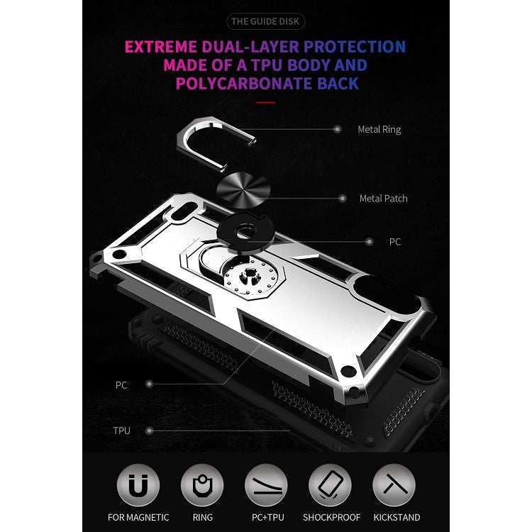 For LG K22 Shockproof TPU + PC Protective Case with 360 Degree Rotating Holder(Silver) - LG Cases by buy2fix | Online Shopping UK | buy2fix