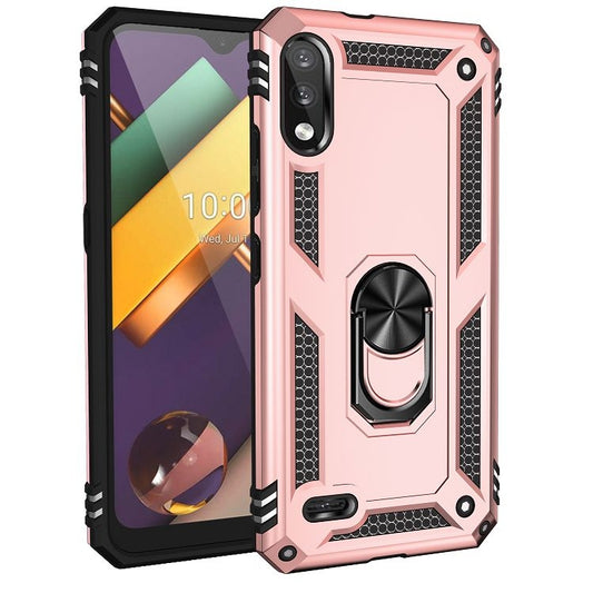 For LG K22 Shockproof TPU + PC Protective Case with 360 Degree Rotating Holder(Rose Gold) - LG Cases by buy2fix | Online Shopping UK | buy2fix