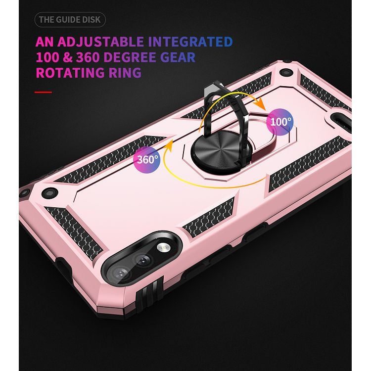 For LG K22 Shockproof TPU + PC Protective Case with 360 Degree Rotating Holder(Rose Gold) - LG Cases by buy2fix | Online Shopping UK | buy2fix
