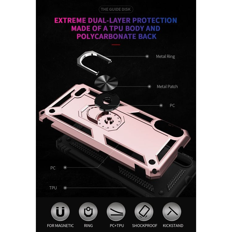 For LG K22 Shockproof TPU + PC Protective Case with 360 Degree Rotating Holder(Rose Gold) - LG Cases by buy2fix | Online Shopping UK | buy2fix