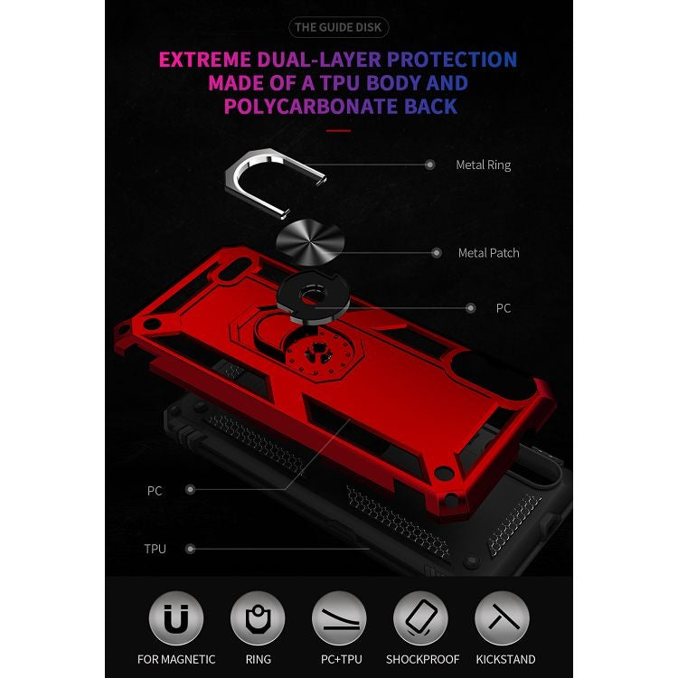 For LG K22 Shockproof TPU + PC Protective Case with 360 Degree Rotating Holder(Red) - LG Cases by buy2fix | Online Shopping UK | buy2fix