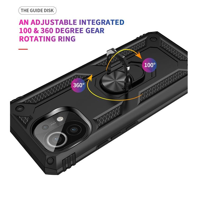 For Xiaomi Mi 11 Shockproof TPU + PC Protective Case with 360 Degree Rotating Holder(Black) - Xiaomi Cases by buy2fix | Online Shopping UK | buy2fix