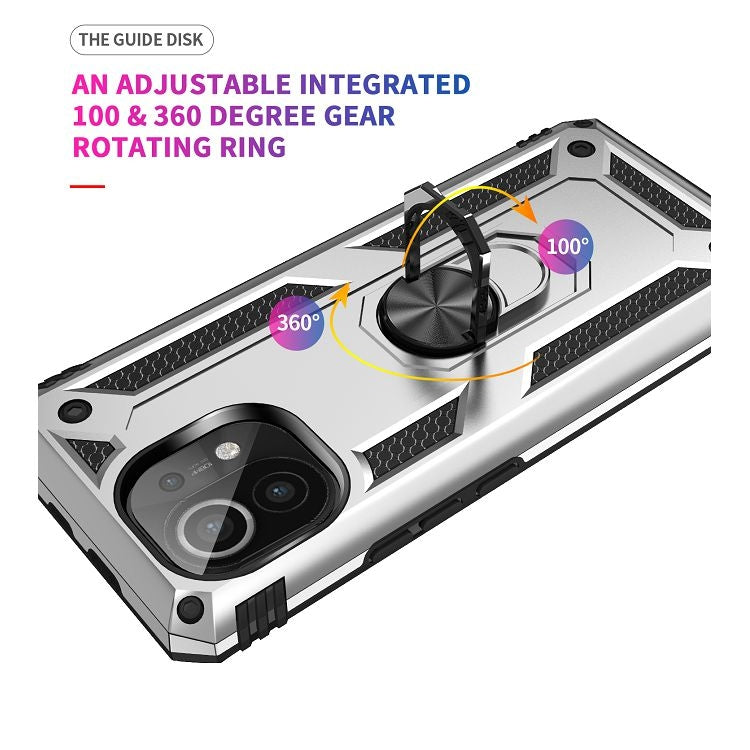 For Xiaomi Mi 11 Shockproof TPU + PC Protective Case with 360 Degree Rotating Holder(Silver) - Xiaomi Cases by buy2fix | Online Shopping UK | buy2fix