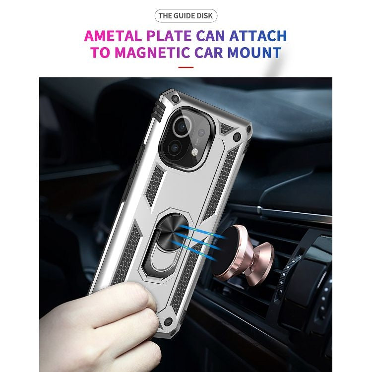 For Xiaomi Mi 11 Shockproof TPU + PC Protective Case with 360 Degree Rotating Holder(Silver) - Xiaomi Cases by buy2fix | Online Shopping UK | buy2fix