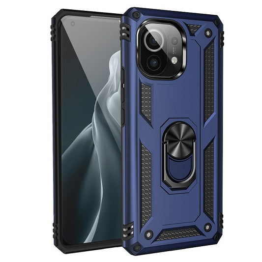 For Xiaomi Mi 11 Shockproof TPU + PC Protective Case with 360 Degree Rotating Holder(Blue) by buy2fix