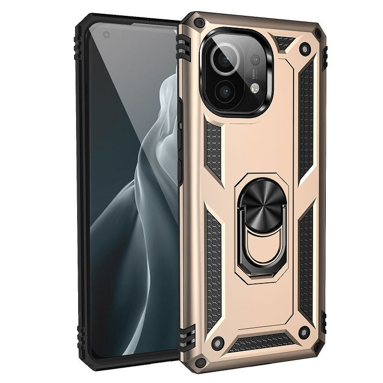For Xiaomi Mi 11 Shockproof TPU + PC Protective Case with 360 Degree Rotating Holder(Gold) - Xiaomi Cases by buy2fix | Online Shopping UK | buy2fix