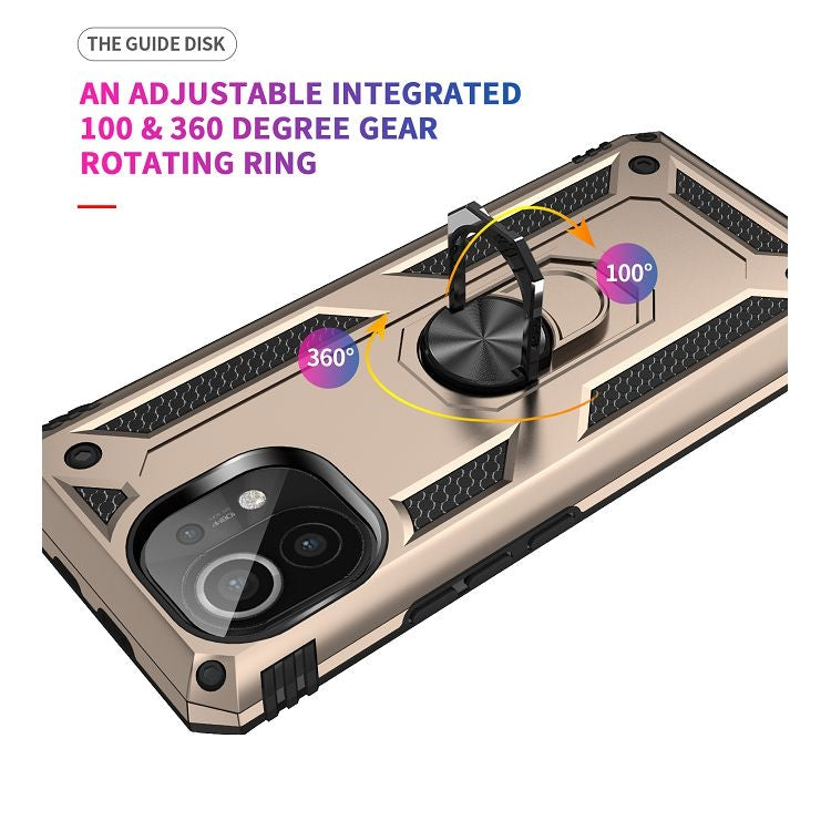 For Xiaomi Mi 11 Shockproof TPU + PC Protective Case with 360 Degree Rotating Holder(Gold) - Xiaomi Cases by buy2fix | Online Shopping UK | buy2fix