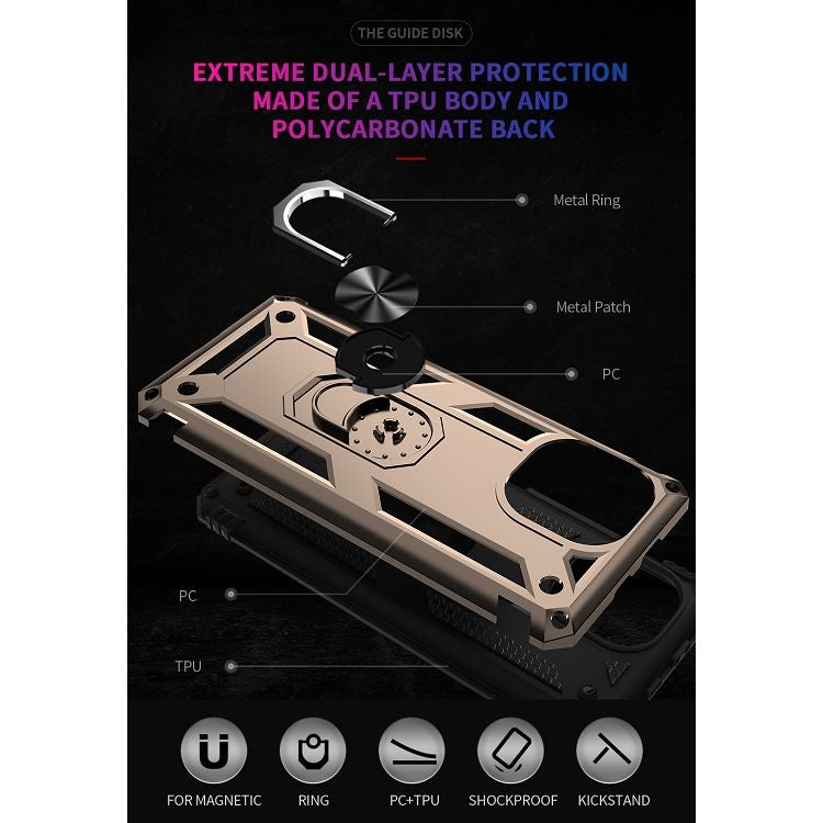 For Xiaomi Mi 11 Shockproof TPU + PC Protective Case with 360 Degree Rotating Holder(Gold) - Xiaomi Cases by buy2fix | Online Shopping UK | buy2fix