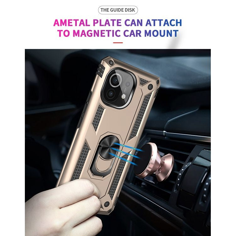 For Xiaomi Mi 11 Shockproof TPU + PC Protective Case with 360 Degree Rotating Holder(Gold) - Xiaomi Cases by buy2fix | Online Shopping UK | buy2fix