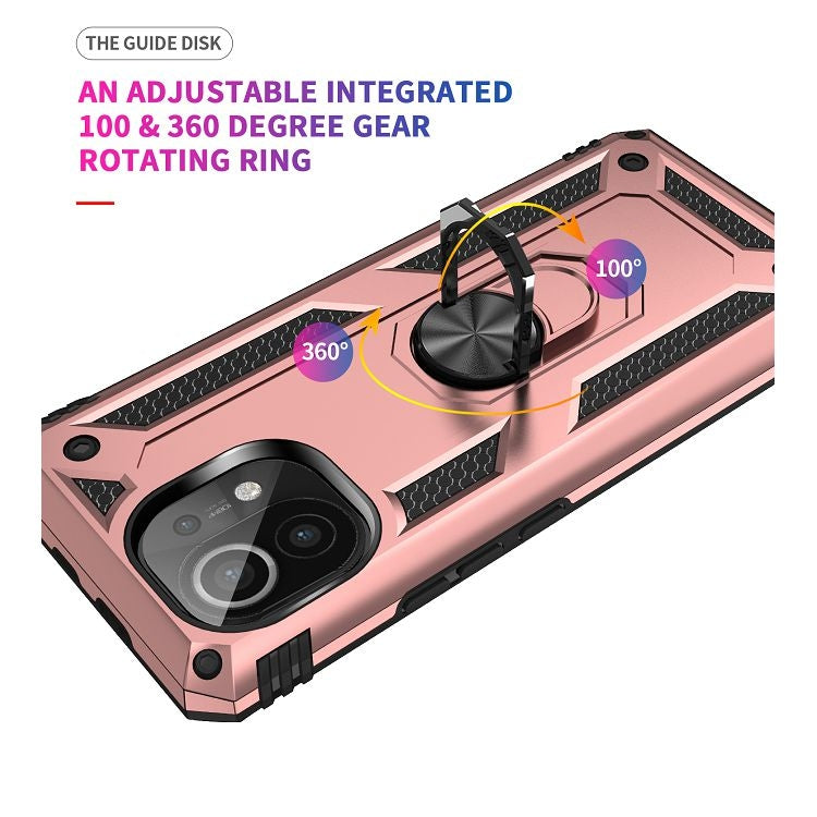 For Xiaomi Mi 11 Shockproof TPU + PC Protective Case with 360 Degree Rotating Holder(Rose Gold) - Xiaomi Cases by buy2fix | Online Shopping UK | buy2fix
