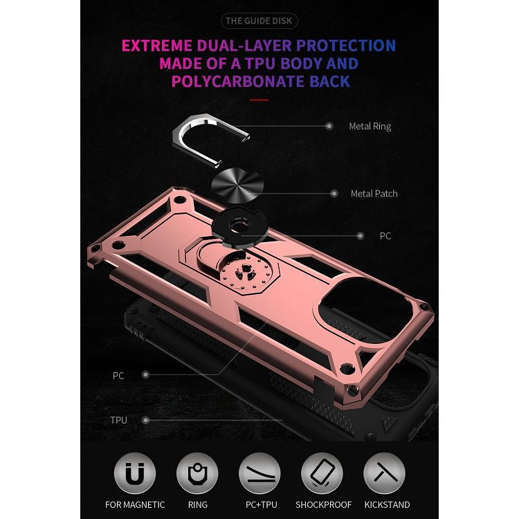 For Xiaomi Mi 11 Shockproof TPU + PC Protective Case with 360 Degree Rotating Holder(Rose Gold) - Xiaomi Cases by buy2fix | Online Shopping UK | buy2fix