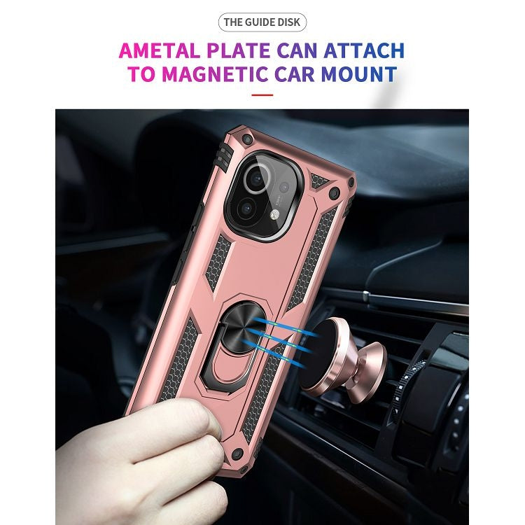 For Xiaomi Mi 11 Shockproof TPU + PC Protective Case with 360 Degree Rotating Holder(Rose Gold) - Xiaomi Cases by buy2fix | Online Shopping UK | buy2fix