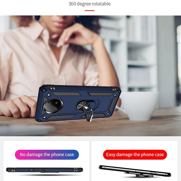 For Xiaomi Redmi Note 9 Shockproof TPU + PC Protective Case with 360 Degree Rotating Holder(Blue) - Xiaomi Cases by buy2fix | Online Shopping UK | buy2fix