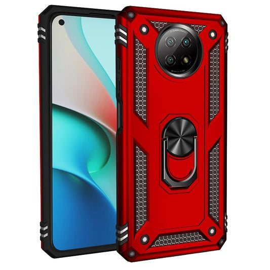 For Xiaomi Redmi Note 9 Shockproof TPU + PC Protective Case with 360 Degree Rotating Holder(Red) by buy2fix