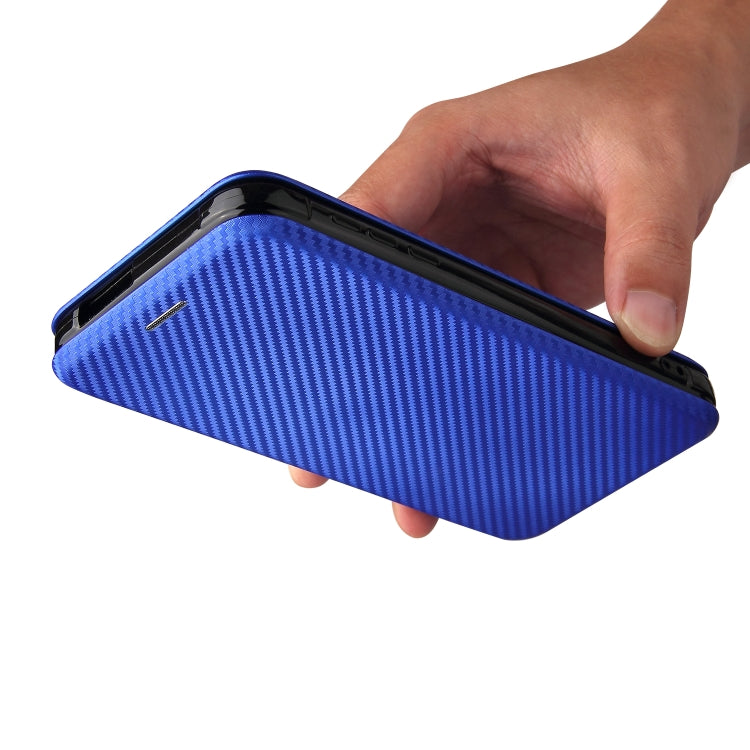 For Blackview BV6300 Pro Carbon Fiber Texture Horizontal Flip TPU + PC + PU Leather Case with Card Slot(Blue) - More Brand by buy2fix | Online Shopping UK | buy2fix