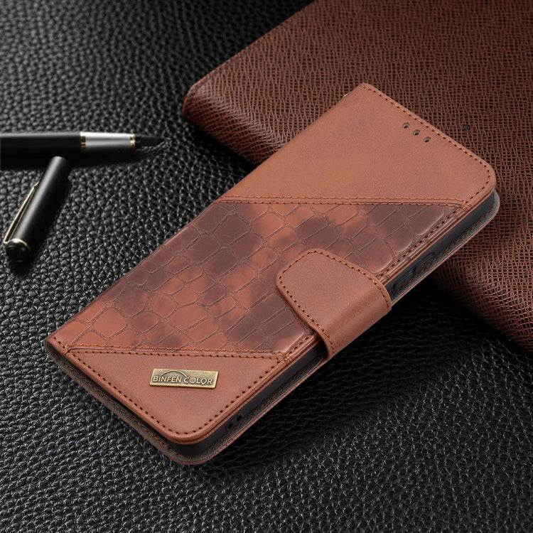 For Xiaomi Redmi Note 10 Pro Matching Color Crocodile Texture Horizontal Flip PU Leather Case with Wallet & Holder & Card Slots(Brown) - Xiaomi Cases by buy2fix | Online Shopping UK | buy2fix