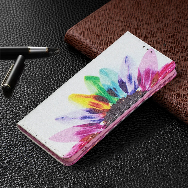 For Huawei P50 Pro Colored Drawing Pattern Invisible Magnetic Horizontal Flip PU Leather Case with Holder & Card Slots & Wallet(Sun Flower) by buy2fix