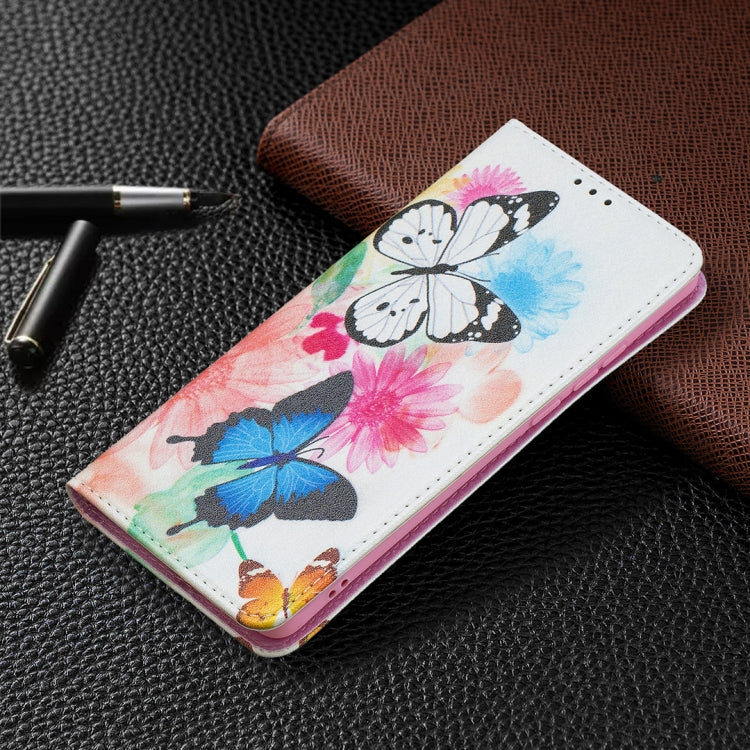 For Huawei P50 Pro Colored Drawing Pattern Invisible Magnetic Horizontal Flip PU Leather Case with Holder & Card Slots & Wallet(Two Butterflies) by buy2fix