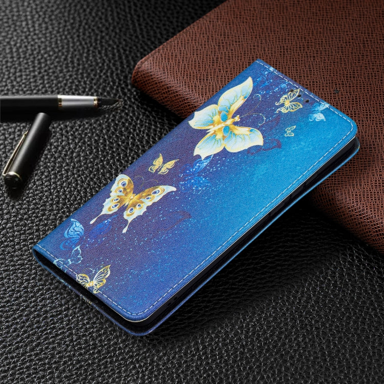 For Huawei P50 Pro Colored Drawing Pattern Invisible Magnetic Horizontal Flip PU Leather Case with Holder & Card Slots & Wallet(Gold Butterflies) by buy2fix