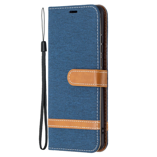 For Huawei P50 Pro Color Matching Denim Texture Horizontal Flip Leather Case with Holder & Card Slots & Wallet & Lanyard(Dark Blue) by buy2fix