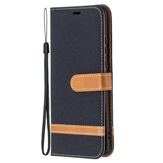 For Huawei P50 Pro Color Matching Denim Texture Horizontal Flip Leather Case with Holder & Card Slots & Wallet & Lanyard(Black) by buy2fix