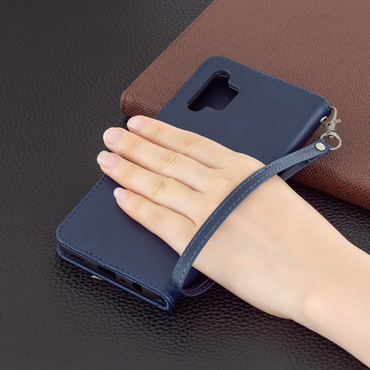 For Samsung Galaxy A32 4G Retro Lambskin Texture Pure Color Horizontal Flip PU Leather Case with Holder & Card Slots & Wallet & Lanyard(Blue) by buy2fix