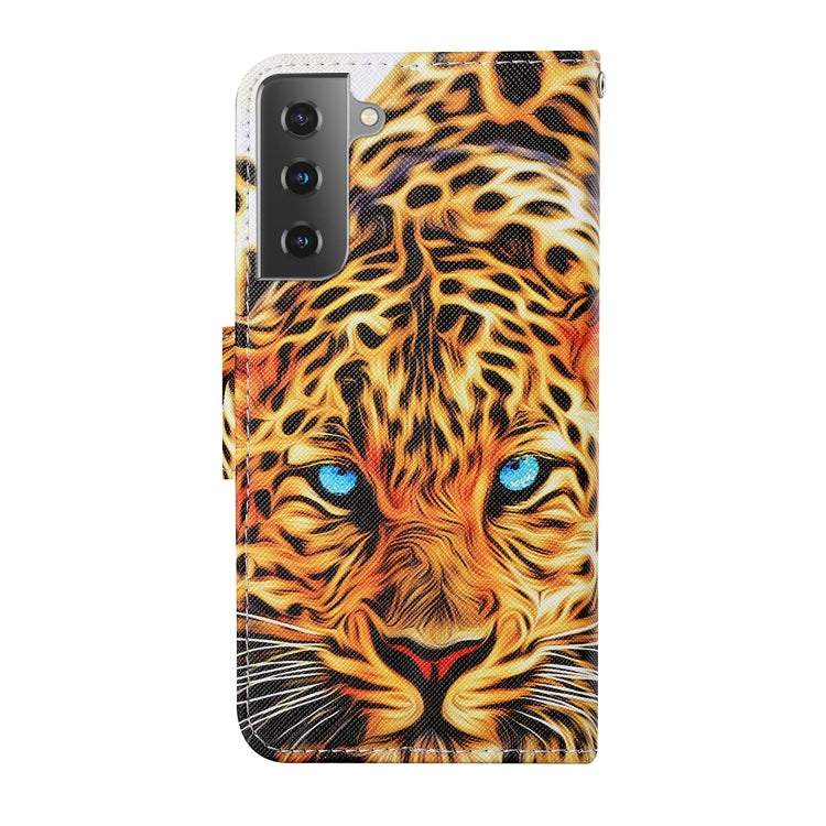 For Samsung Galaxy S21+ 5G Colored Drawing Pattern Horizontal Flip Leather Case with Holder & Card Slots & Wallet & Lanyard(Yellow Leopard) - Galaxy S21+ 5G Cases by buy2fix | Online Shopping UK | buy2fix