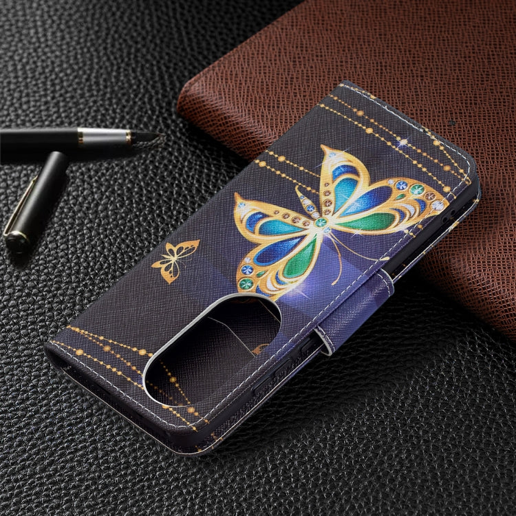 For Huawei P50 Pro Colored Drawing Pattern Horizontal Flip Leather Case with Holder & Card Slots & Wallet(Big Butterfly) by buy2fix