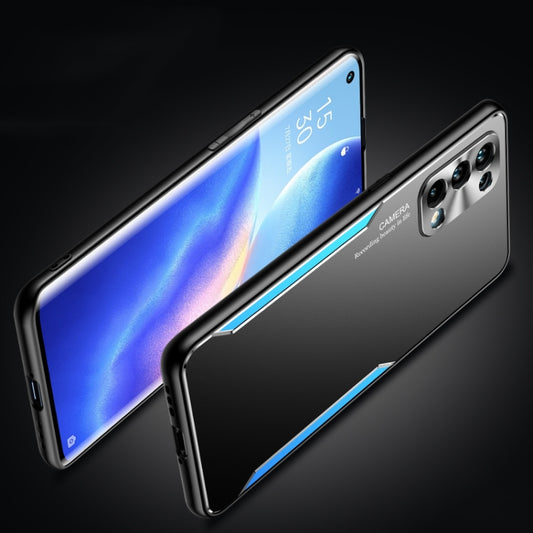 For OPPO Reno5 5G Blade Series TPU Frame + Titanium Alloy Sand Blasting Technology Backplane + Color Aluminum Alloy Decorative Edge Mobile Phone Protective Shell(Black + Red) by buy2fix