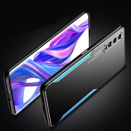 For Honor 9X Pro Blade Series TPU Frame + Titanium Alloy Sand Blasting Technology Backplane + Color Aluminum Alloy Decorative Edge Mobile Phone Protective Shell(Black + Blue) by buy2fix