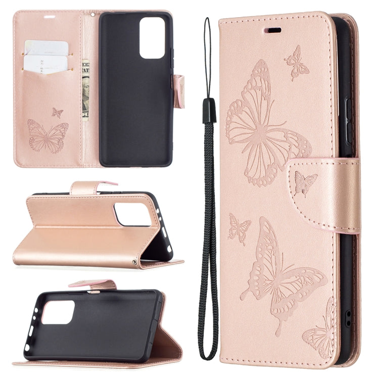 For Xiaomi Redmi Note 10 Pro Two Butterflies Embossing Pattern Horizontal Flip Leather Case with Holder & Card Slot & Wallet & Lanyard(Rose Gold) - Xiaomi Cases by buy2fix | Online Shopping UK | buy2fix