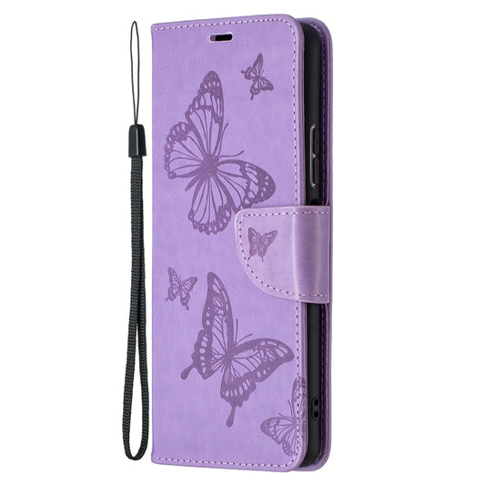 For Xiaomi Redmi Note 10 Pro Two Butterflies Embossing Pattern Horizontal Flip Leather Case with Holder & Card Slot & Wallet & Lanyard(Purple) by buy2fix