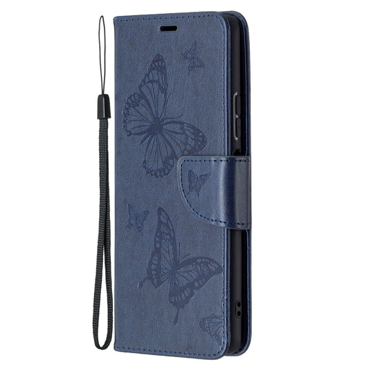 For Xiaomi Redmi Note 10 Pro Two Butterflies Embossing Pattern Horizontal Flip Leather Case with Holder & Card Slot & Wallet & Lanyard(Dark Blue) by buy2fix