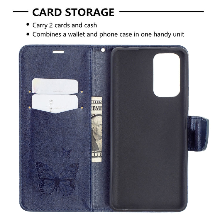 For Xiaomi Redmi Note 10 Pro Two Butterflies Embossing Pattern Horizontal Flip Leather Case with Holder & Card Slot & Wallet & Lanyard(Dark Blue) - Xiaomi Cases by buy2fix | Online Shopping UK | buy2fix