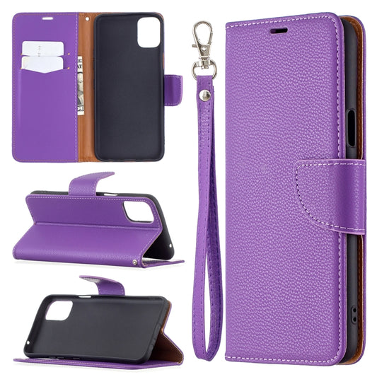 For LG K42 Litchi Texture Pure Color Horizontal Flip Leather Case with Holder & Card Slots & Wallet & Lanyard(Purple) - LG Cases by buy2fix | Online Shopping UK | buy2fix