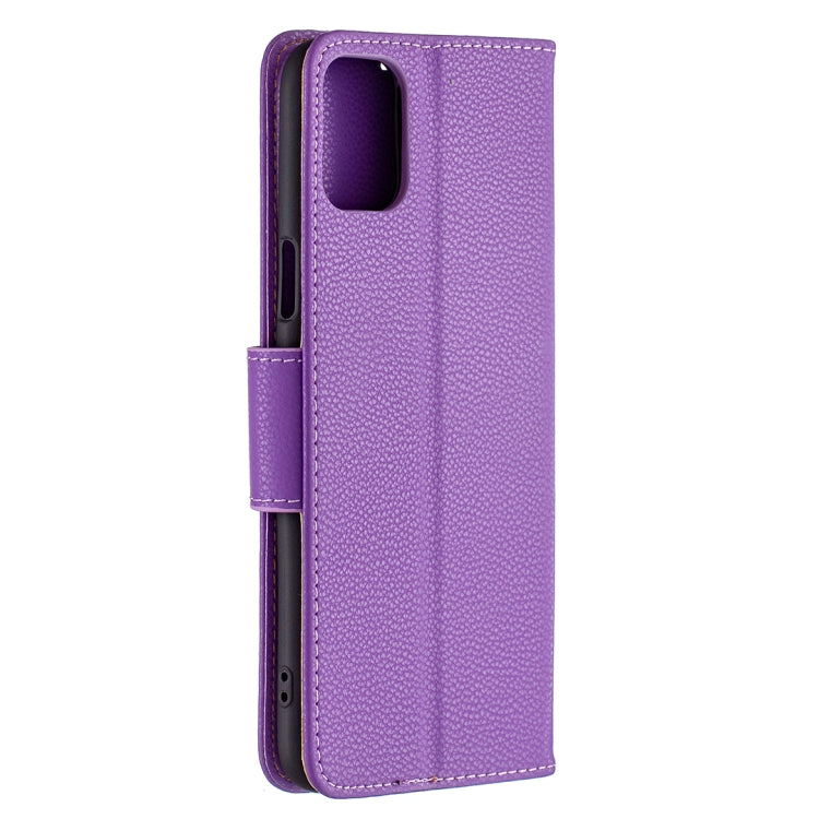For LG K42 Litchi Texture Pure Color Horizontal Flip Leather Case with Holder & Card Slots & Wallet & Lanyard(Purple) - LG Cases by buy2fix | Online Shopping UK | buy2fix
