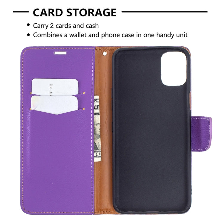 For LG K42 Litchi Texture Pure Color Horizontal Flip Leather Case with Holder & Card Slots & Wallet & Lanyard(Purple) - LG Cases by buy2fix | Online Shopping UK | buy2fix