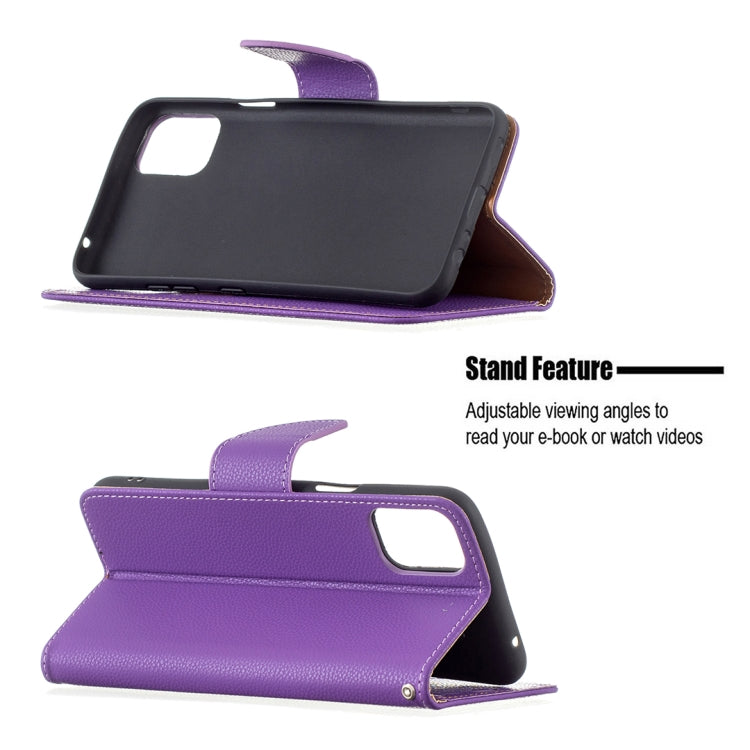 For LG K42 Litchi Texture Pure Color Horizontal Flip Leather Case with Holder & Card Slots & Wallet & Lanyard(Purple) - LG Cases by buy2fix | Online Shopping UK | buy2fix